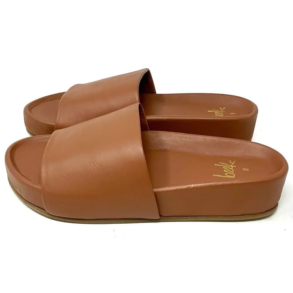 🆕Beek Pelican Tan Leather Platform Slide Sandal